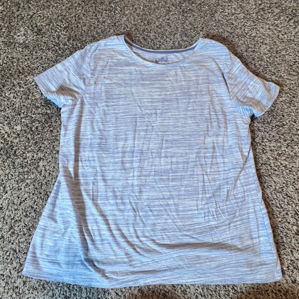Croft & Barrow Womens Blue Space Dye The Classic Tee Short Sleeve Shirt PL‎